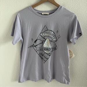NWT Moon Child UFO World Tour Graphic Tee T-shirt Purple Boho Hippy XS